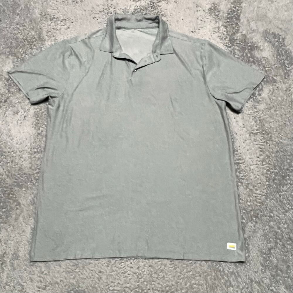 Vuori Polo Shirt Mens XL ? Green Gray Solid Performance Stretch Short Sleeve Top